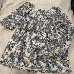 Janie and Jack Blue and Yellow Paisley Blouse